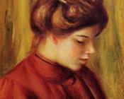 皮埃尔奥古斯特雷诺阿 - Profile of a Woman in a Red Blouse